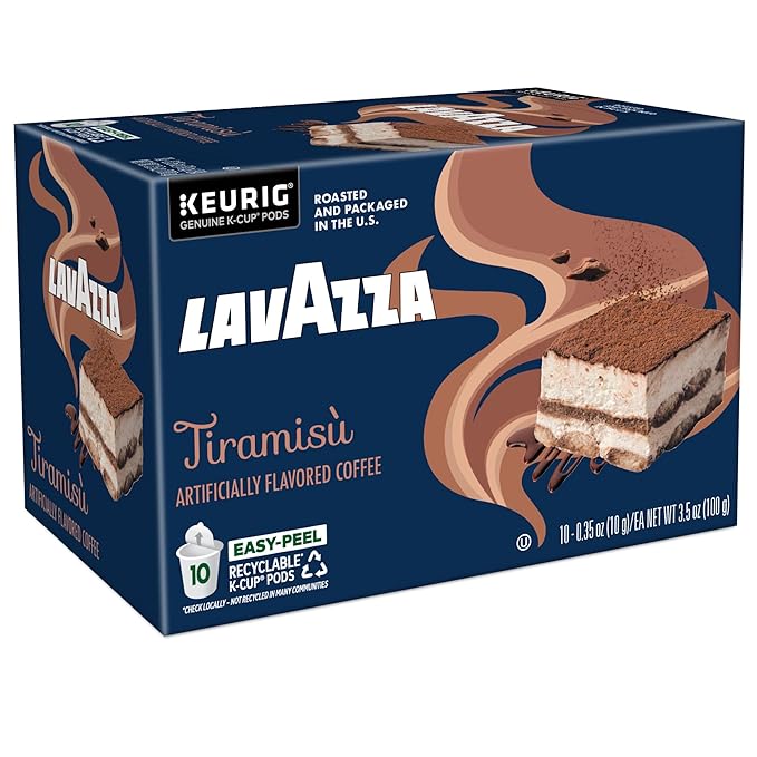 Lavazza Tiramisù Coffee Single Serve Keurig K-Cup Pods Flavored Coffee 60-Count Box (6 Packs of 10)