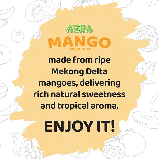 AZRA 100% Mango Juice – Fresh Fruit Juice in 500ml Cans – Zero Sugar Drinks Healthy Beverages Variety Pack for Kids and Adults – Bulk 100% Juice Pack 12 Count
