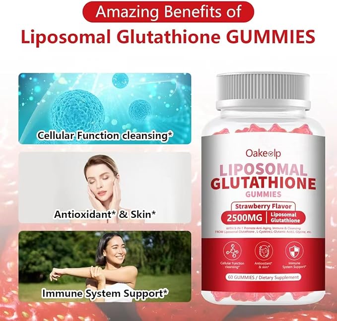 Extra Powerful 2500MG Liposomal Glutathione Gummies for skin whiteningEnhance 98% Absorption-Complex L-CysteineL-GlycineMilk Thistle for Support Liver Function Antioxidant for Aging Alleviation