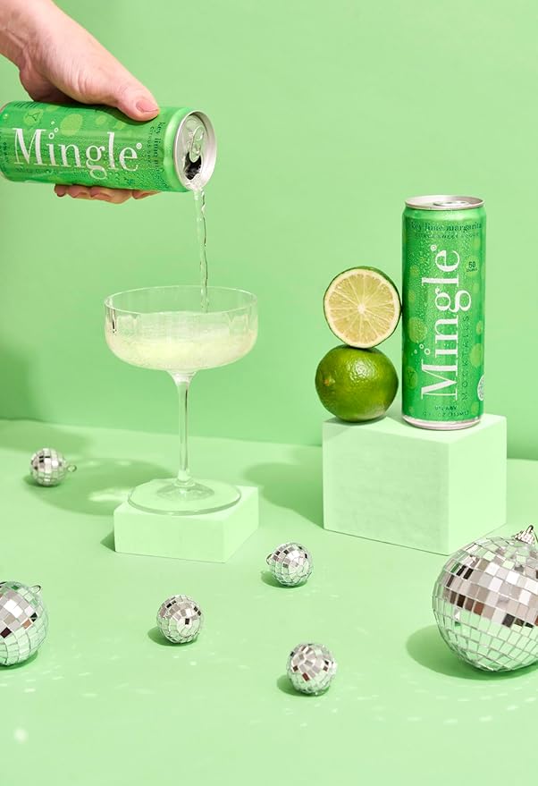 Mingle Mocktails Key Lime Margarita Non Alcoholic Drinks Alcohol Alternative Pre-Mixed Drinks Made with Real Juice Canned Mocktails or Cocktail Drink Mixer Gluten Free Vegan 24 Pack 12 fl oz