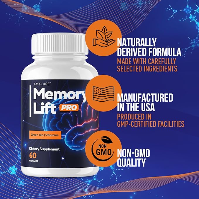 (3 Pack) MemoryLift Pro Capsules – Advanced MemoryLiftPro Pills Reviews Support Formula All Natural Premium Health and Wellness 180 Capsules for 3 Months