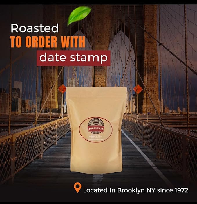 Nicoletti Coffee Old School 1972 Espresso Roast 12oz Whole Beans (Made in Brooklyn NY since 1972) Fresh roasted with date.