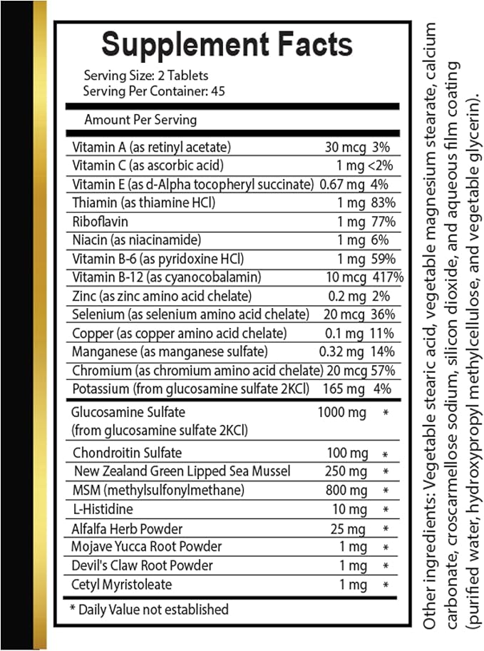 Joint Support Supplement - Collagen Supplement for Men &amp Women Flexibility Help Advanced Joint Support Cartilage Health - 1 Bottle 90 Tablets