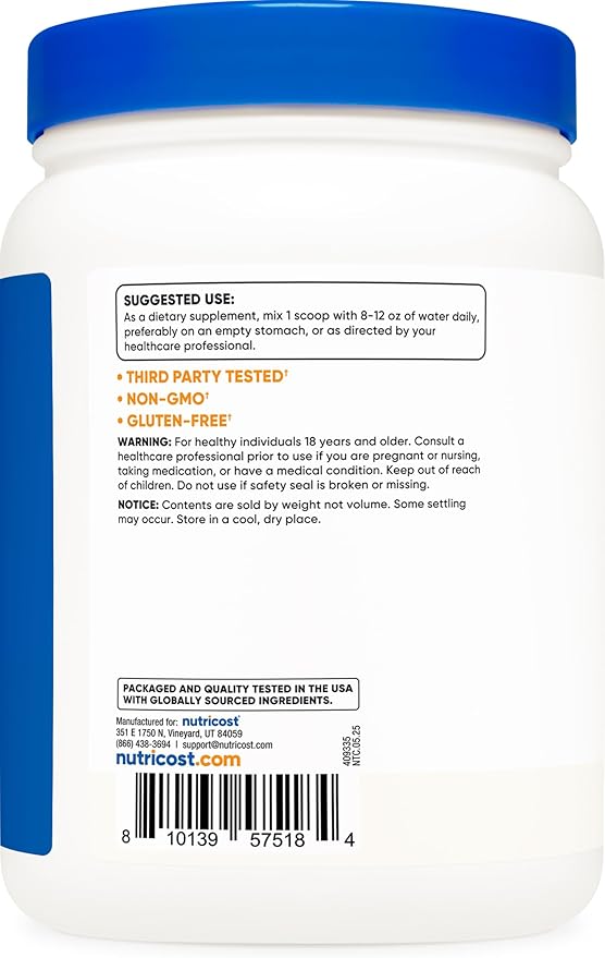 Nutricost Pure GABA 500G Powder (Gamma Aminobutyric Acid) (500 Grams/1.1 pounds)