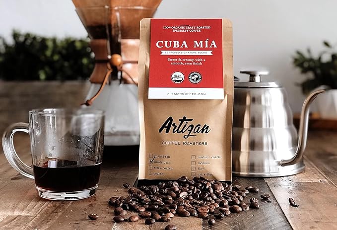 Artizan Coffee USDA Organic Ground Coffee | Cuba Mia Blend | Dark Roast | Medium Grind for Drip | 2 lbs | Roasted in South Florida