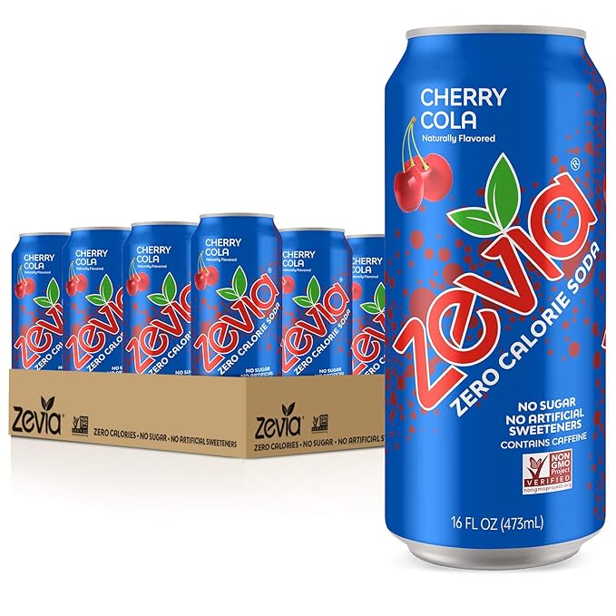 Zevia Zero Calorie Sodas Variety Pack Dr Zevia (24 Cans) and Cherry Cola (Pack of 12 Cans)