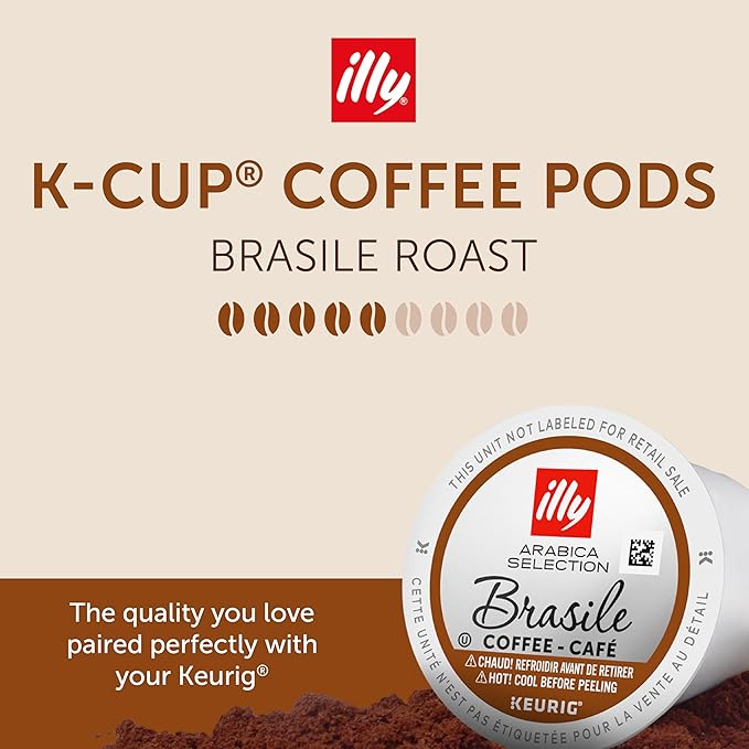 illy Coffee K Cup Pods for Keurig Machines Brasile Single Origin Roast 100% Arabica Premium Italian Coffee 10 Count 6 Pack