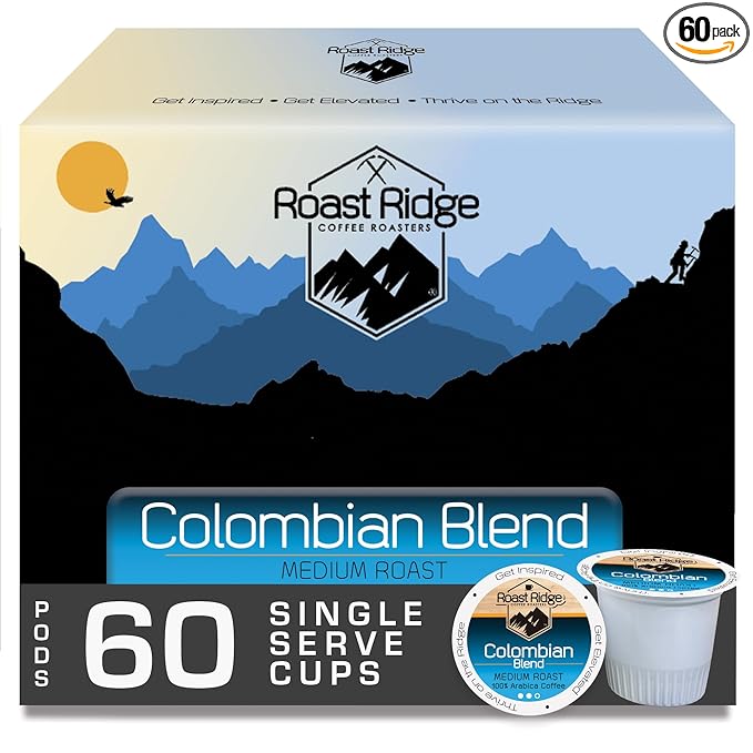 Roast Ridge Single Serve Coffee Pods for Keurig K-Cup Brewers Colombian Blend Medium Roast 60 Count