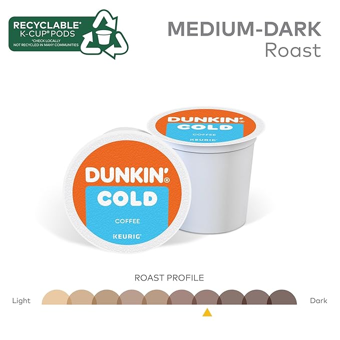 Dunkin' Brew Over Ice Keurig Single Serve K-Cup Pods 4.14 Oz 22 Pods Per Pack Case Of 4 Packs