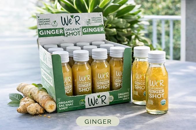 WE'R Organic GINGER Shot Certified Organic &amp Non-GMO. 2Fl Oz Each (12 Pack / 24Fl Oz Total)