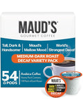 Maud's Decaf Dark Roast and Decaf Medium Roast Coffee Pods Bundle 54 ct Decaffeinated Coffee in Single Serve Pods – 100% Arabica Coffee Compatible with Keurig K Cups Maker