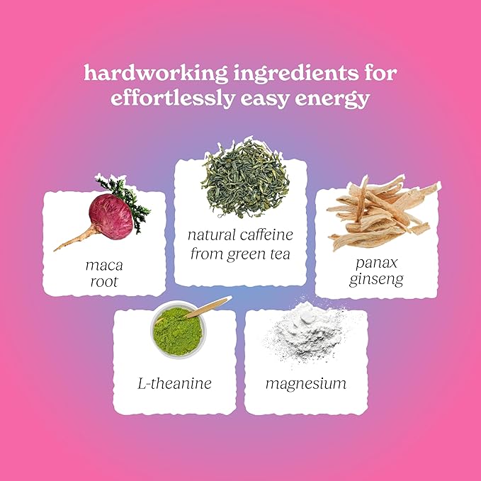 Easy Energy Drink (Strawberry) – Zero Sugar Sparkling Energy Drink with Natural Caffeine Magnesium &amp Lion’s Mane – Clean Energy for Workouts &amp Busy Days – 12 Pack