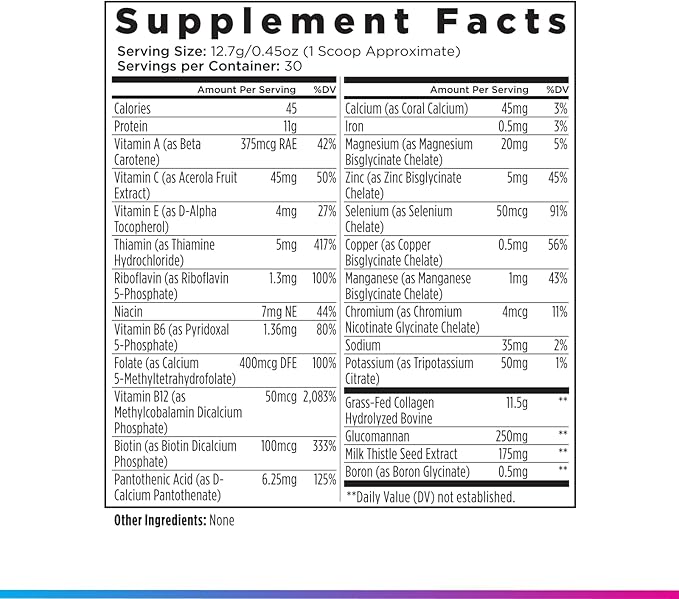 Livingood Daily Collagen Powder for Women &amp Men Unflavored Grass Fed Hydrolyzed Collagen Peptides Protein &amp Multivitamins for Healthy Hair Skin &amp Nails Keto &amp Paleo Gluten Free