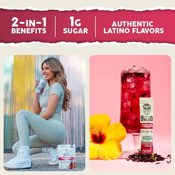 Salud Variety 3-Pack | 2-in-1 Calm + Sleep (Punch) Hydration + Immunity (Hibiscus) &amp Energy + Focus (Cucumber Lime) - 15 Servings Each Drink Mix Non-GMO Gluten Free Low Calorie 1g of Sugar