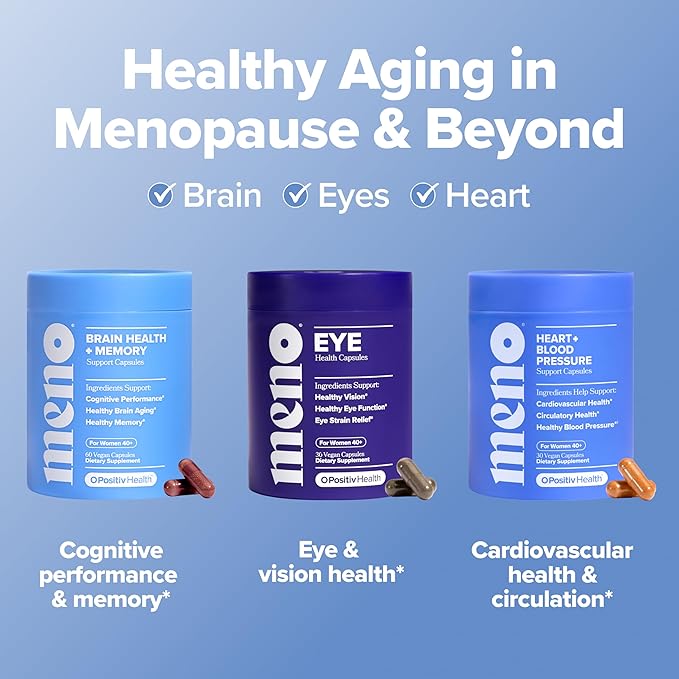 MENO Brain Health + Memory Support Capsules – Daily Support for Cognitive Performance Concentration &amp Healthy Brain Aging – with Phosphatidylserine Creatine Sage Leaf &amp Huperzine A – 30 Ser