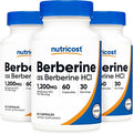 Nutricost Berberine HCl 1200mg 60 Vegetarian Capsules - Gluten Free &amp Non-GMO (3 Bottles)