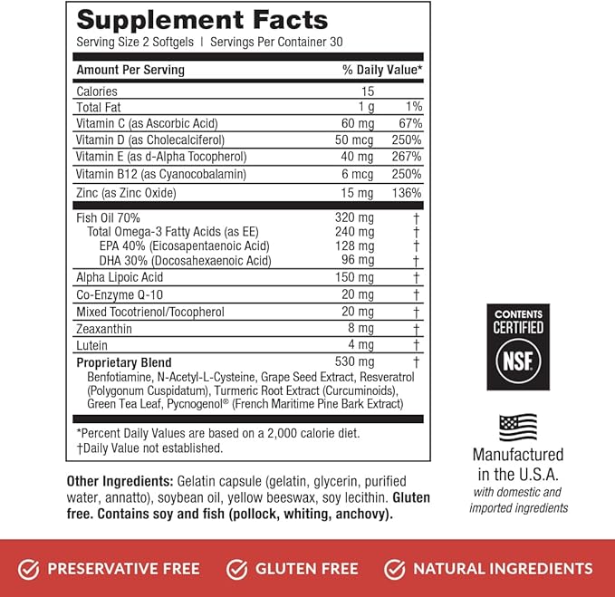 EyePromise DVS Eye Vitamin - 60 Softgels 30-Day Supply - Eye Supplement with Zeaxanthin and Lutein for Retinal Support &amp Improved Visual Function
