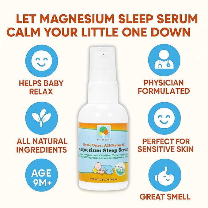 Raise Them Well All Natural Magnesium Sleep Serum for Kids + Free Magnesium Chart PDF | 2 fl oz