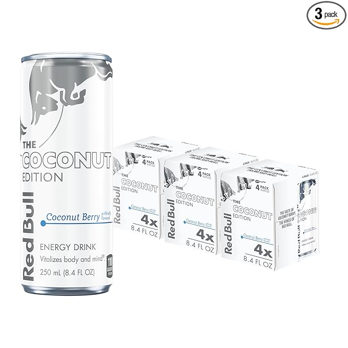 Red Bull Coconut Edition Energy Drink Coconut Berry with 80mg Caffeine plus Taurine &amp B Vitamins 8.4 Fl Oz Pack of 12 Cans