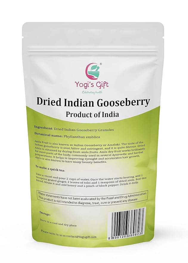 Dried Amla/Gooseberry Cut &amp Sifted 1 LB | Rich in Vitamin C Fibre | Phyllanthus emblica | by Yogi's Gift®