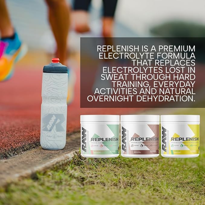 RAW Replenish Premium Electrolytes Powder Recovery Formula Chocolate (60 Servings) - Flavored Electrolyte Drink Mix Supplement for Hydration Replenishment Endurance &amp Performance Workouts