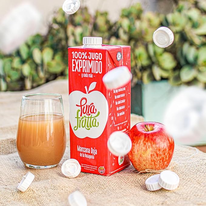 Pura Frutta - Red Gala Apple Juice - 33.8 fl oz (1L) Juice Box 8-Pack - 100% Natural &amp Cold-Pressed Not From Concentrate (NFC) No Sugar Added - Patagonia Blend with Red Delicious Granny Smith