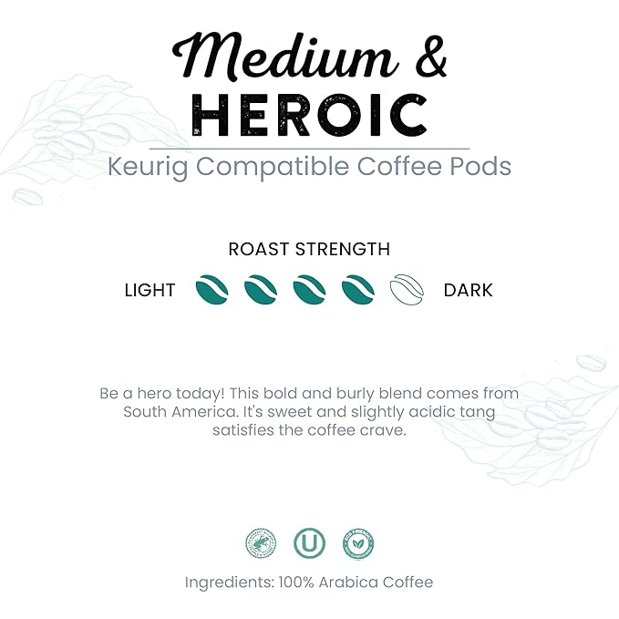 Tayst Coffee Pods Medium &amp Heroic Medium Roast K Cups Compatible with Keurig Coffee Maker Sustainable Single Serve Pack of 30