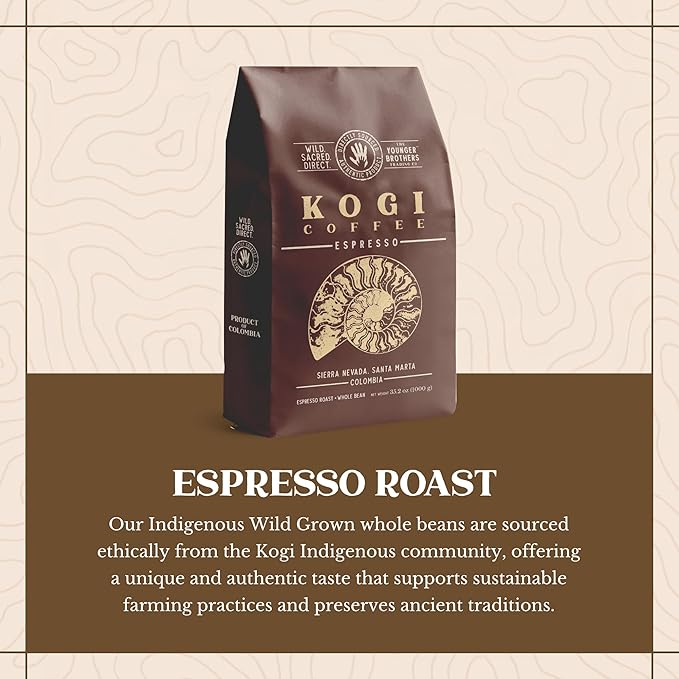 The Younger Brothers Trading Co. – Kogi Indigenous Wild-Grown Coffee Espresso Roast Whole Bean 12 oz (Pack of 5)