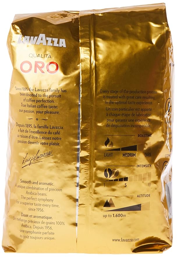 Lavazza Qualità Oro Whole Bean Coffee Blend Medium Roast 2.2-Pound Bag (Pack of 6)