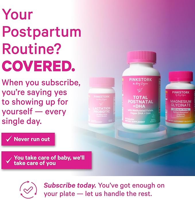 Pink Stork Lactation Probiotic - 30 Billion CFUs Multi Strain Postnatal Probiotics for Breastfeeding Women - Support Breast Milk &amp Gut Health Postpartum Essentials Mint Essence 30 Capsules