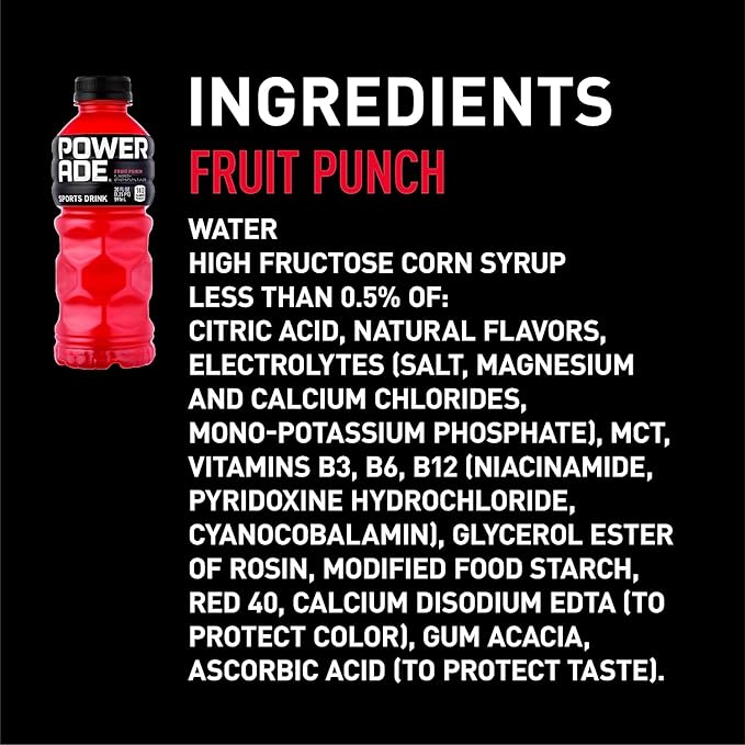 Powerade Liquid Hydration Energy Drink Fruit Punch 20 Oz ( 24 Count )