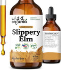 Wild &amp Organic Slippery Elm Liquid Drops - Lung Digestive &amp Women's Support - Slippery Elm Bark Supplement - Add to Tea Tincture - Ulmus Rubra Herb - Vegan Sugar &amp Alcohol-Free - 4 fl oz