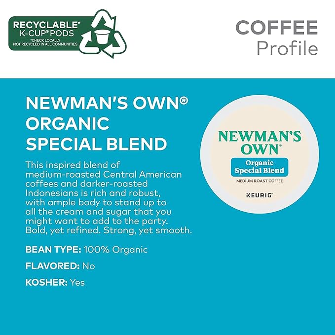 Newman's Own Special Blend Coffee K-Cup Portion Pack for Keurig K-Cup Brewers Pack of 30 - Packaging May Vary