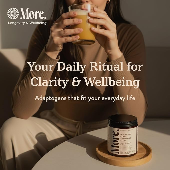 More. Longevity &amp Wellbeing Premium Mushroom Coffee Superfood – 7 Functional Mushrooms Extracts with Lions Mane Supplement Reishi Chaga &amp Ashwagandha Extract Instant Coffee Alternative with
