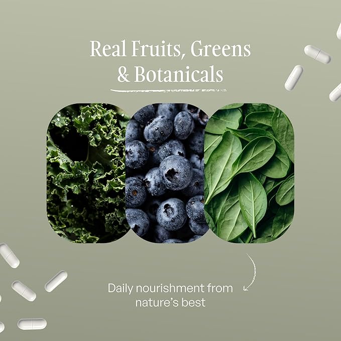 SUBSTANCE. - Nature's Sustenance Daily Greens Daily Fruit and Veggies Supplement - Enhance Energy Mental Clarity - Fruits and Vegetables Supplements - US Made Vegan-Friendly - 30 Servings.