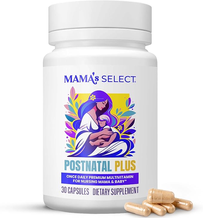 Mama's Select Postnatal Vitamins – Boosts Hair Recovery Milk Supply &amp Wellness – Allergen-Free Vegan MTHFR Friendly Methylated Folate &amp B Vitamins Easy-to-Swallow No Biotin - 30 Capsule