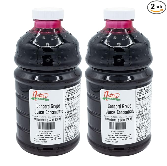 Nature Blessed 100% Pure Concord Grape Fruit Juice Concentrate - 2 Quarts (2/32 fl oz bottles) Applications: Home Wine Making Brewing Distilling Hard Cider Smoothies