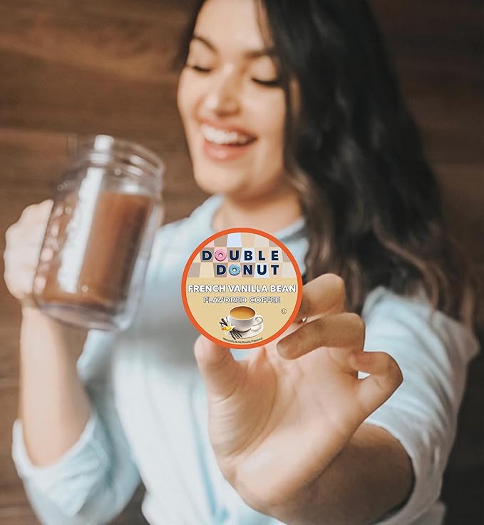 Double Donut Coffee French Vanilla Coffee Medium Roast Flavored Coffee Pods for Keurig K Cups Makers from Double Donut 80 Count (Pack of 1)
