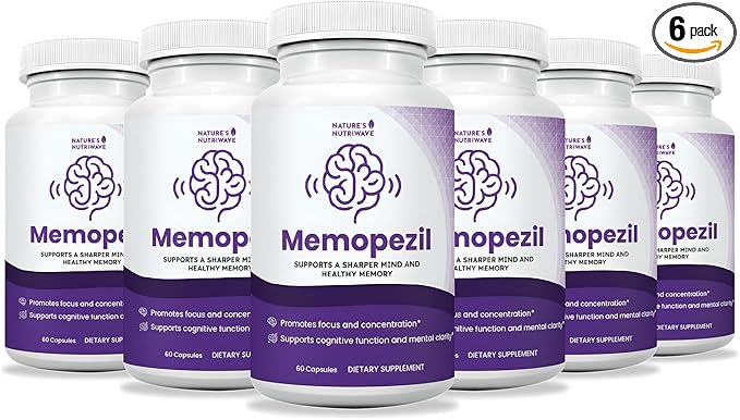Memopezil – Daily Supplement with Vitamins AB CDE Minerals &amp Botanical Extracts – Clean Stimulant-Free Formula – GMP-Certified Non-GMO Made in USA - 60 Capsules 30 Servings 6 Month Suppl