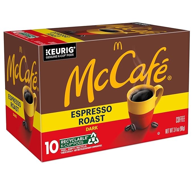 McCafe Espresso Roast Coffee Keurig Single-Serve K-Cup Pods 60 Count (6 Packs of 10) Dark Roast Made with Arabica Beans Bold Flavor with Bittersweet Chocolate &amp Toasted Nut Notes