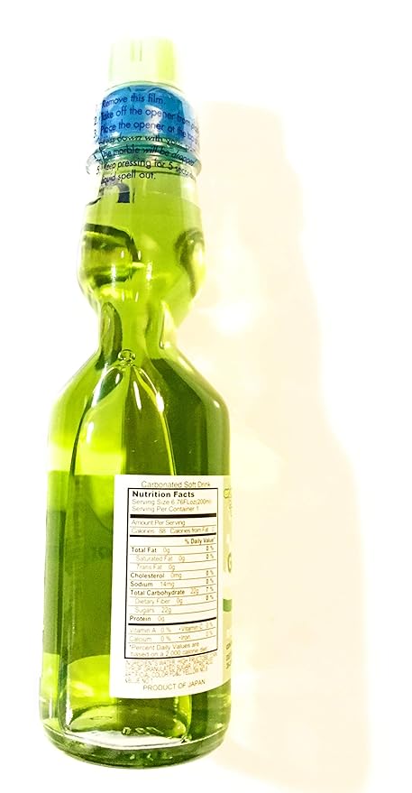 Green Apple Flavor Ramune Carbonated Soft Drink 6.76 Fl Oz(6 Pack)