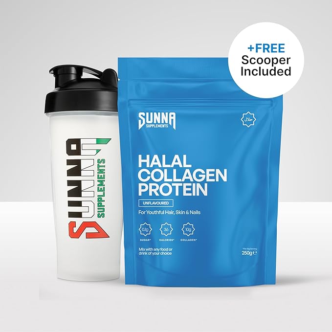 SUNNA SUPPLEMENTS Grass-Fed Halal Collagen Powder - Type I &amp III Hydrolyzed Bovine Peptides for Joint Skin Hair &amp Nail Support - High Protein Gluten-Free Keto &amp Paleo Friendly - Unflav