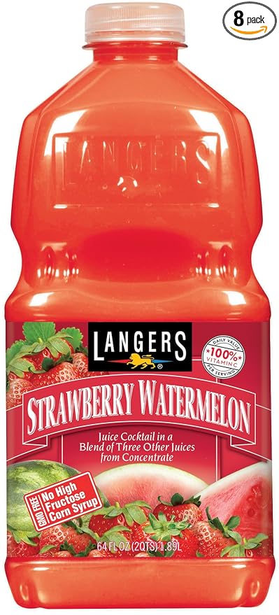 Langers Juice Cocktail Strawberry Watermelon 64 Ounce (Pack of 8)