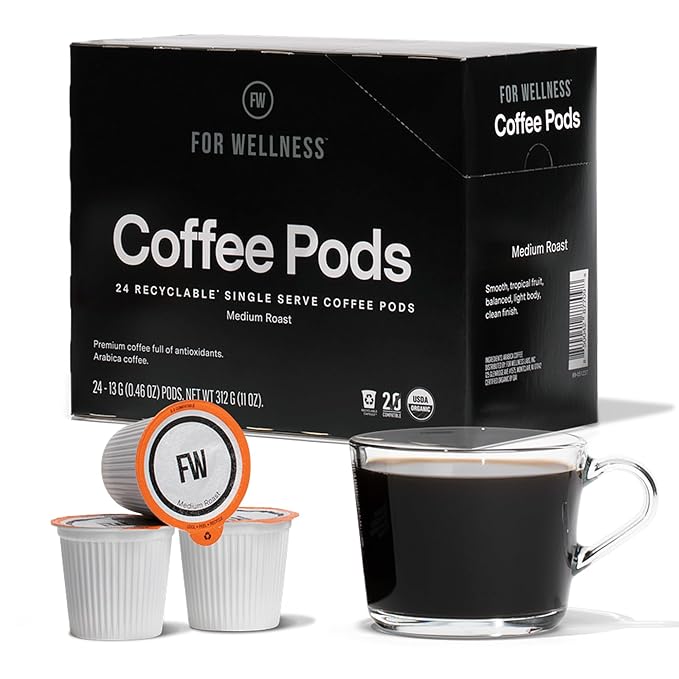 For Wellness Arabica Coffee Pods (24 Pods Medium Roast) – Pair With The Good Stuff to Supercharge Your Coffee