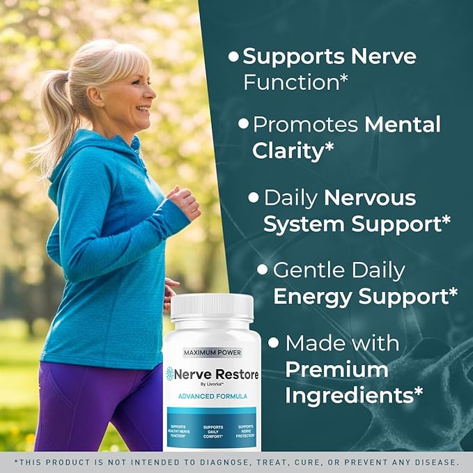 Nerve Restore - Advanced Formula Capsules Natural Premium Formula Daily NerveRestore Pills Support Comfort Nerve Restored Vitamins Health Wellness 60 Capsules for 1 Month