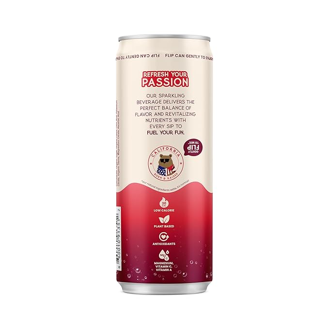 Passion Joy Organic Soda – Passion Fruit &amp Strawberry 12 oz Slim Cans (Pack of 12)