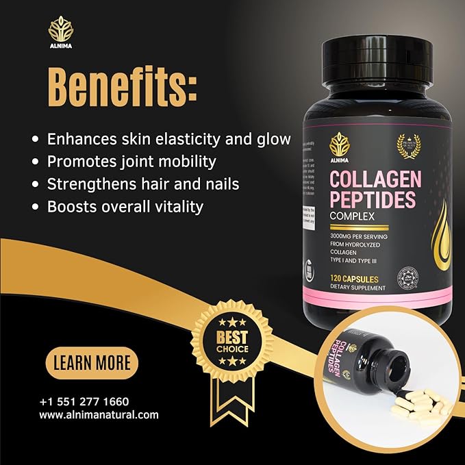 Halal Collagen Peptides Complex 750 mg – Type I &amp III Hydrolyzed Collagen for Skin Hair &amp Nails Support | 120 Capsules – Halal Certified Non-GMO Made in USA