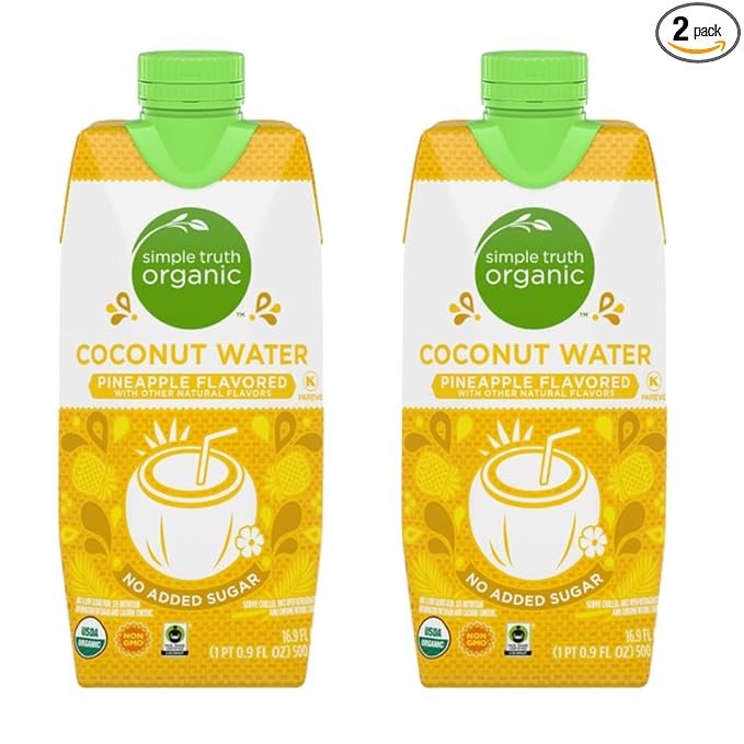 Pineapple Flavored No Sugar Added Coconut Water Carton – 16.9 fl oz Pack of 2