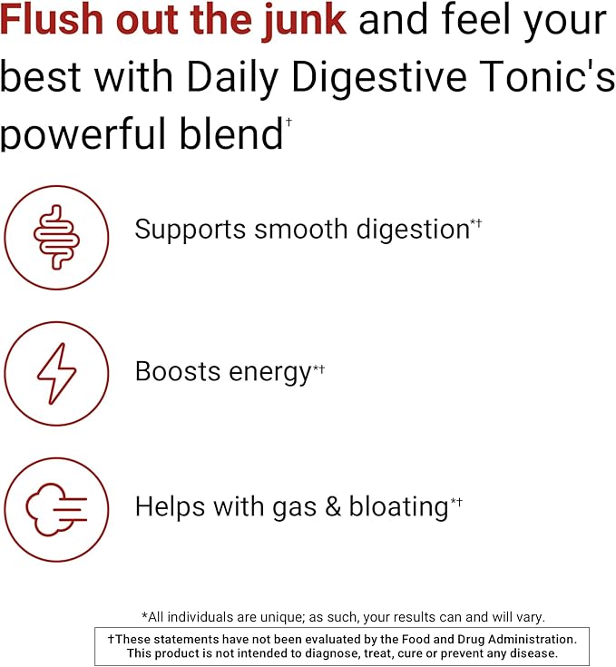 ACTIVATEDYOU Daily Digestive Tonic Kombucha - Support Healthy Digestion &amp Youthful Long-Lasting Energy- Prebiotic Fiber Probiotics Postbiotics Vitamin C Berry Lemonade Flavor (30 Servings)