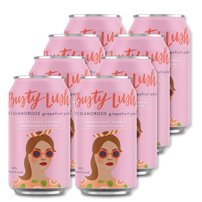Busty Lush Craft Mocktails – Non-Alcoholic Sparkling Drinks Zero Proof Drinks Grapefruit Paloma Alcohol Alternative – Low Sugar &amp Low Calorie Ready to Drink | 12 oz (8-Pack)